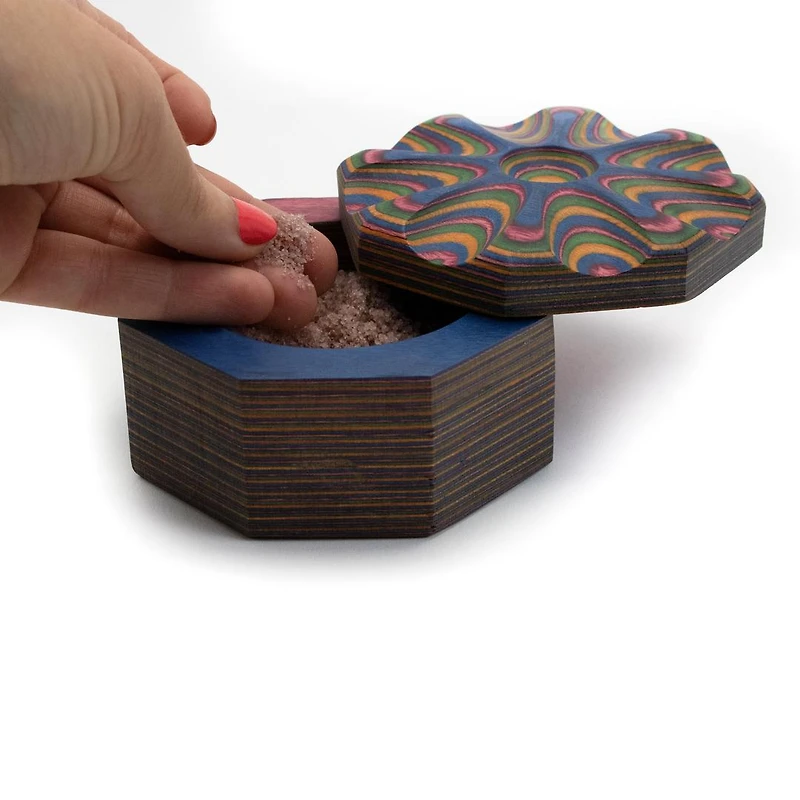 Rainbow Pakkawood Salt Cellar