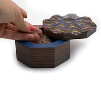 Rainbow Pakkawood Salt Cellar