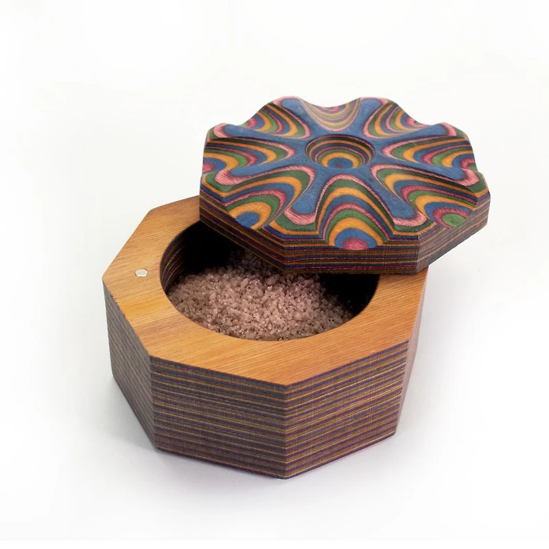 Rainbow Pakkawood Salt Cellar