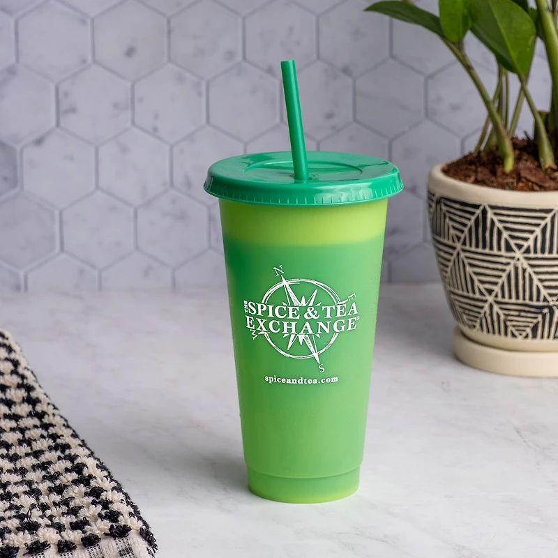 Reusable Iced Tea Cup With Straw - Lime Green