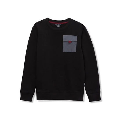 Boys Camp Fleece Pocket Crewneck