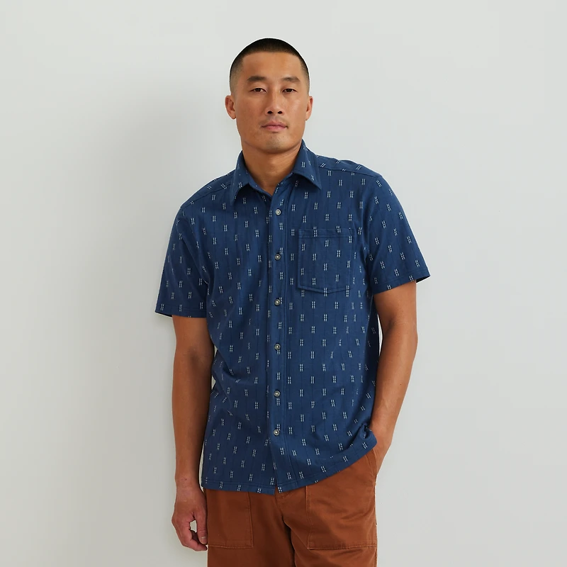 Men's Knit Baja Pocket Button-Up Shirt