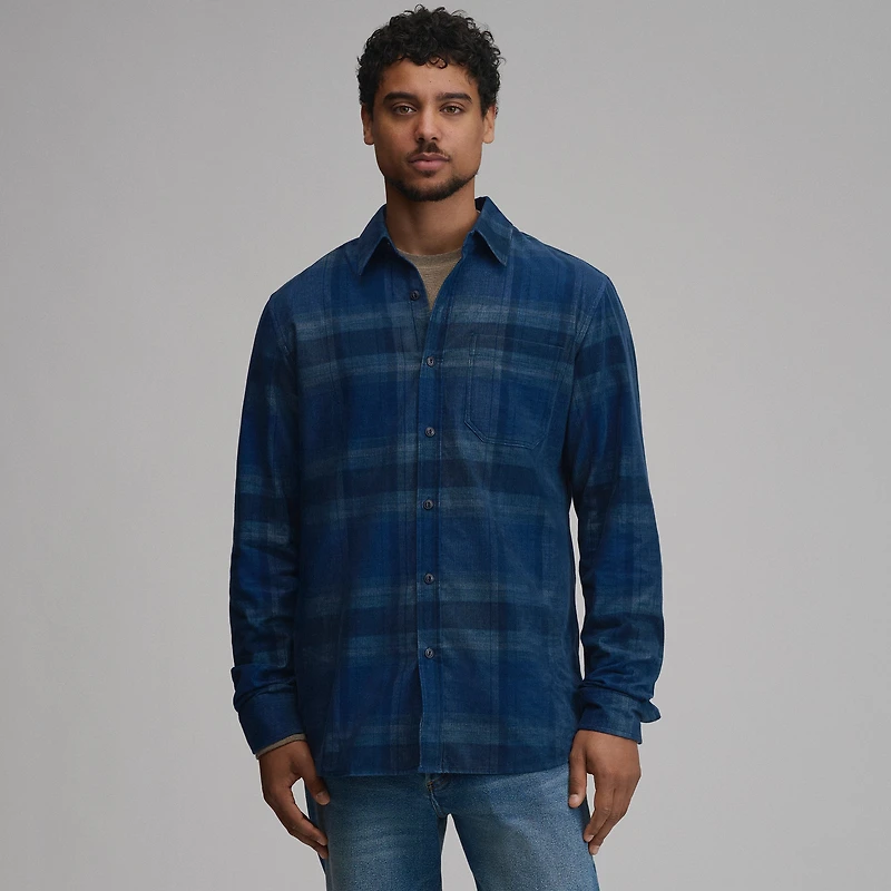 Men's Long-Sleeve Fine Wale Corduroy Shirt - Plaid
