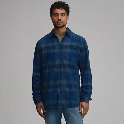 Men's Long-Sleeve Fine Wale Corduroy Shirt - Plaid