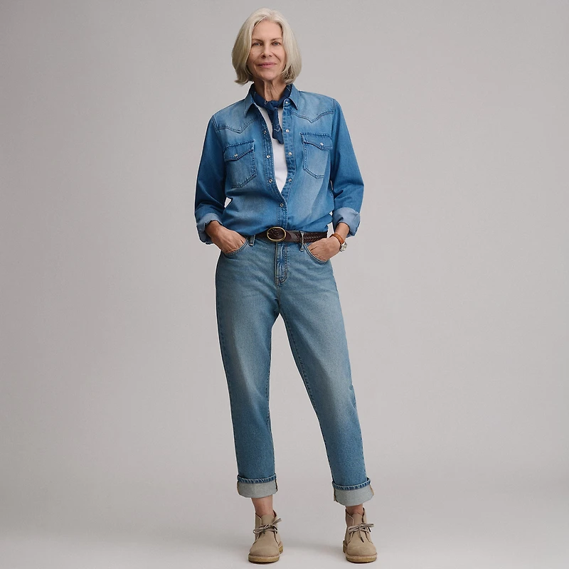 Women's Long-Sleeve Western Denim Shirt