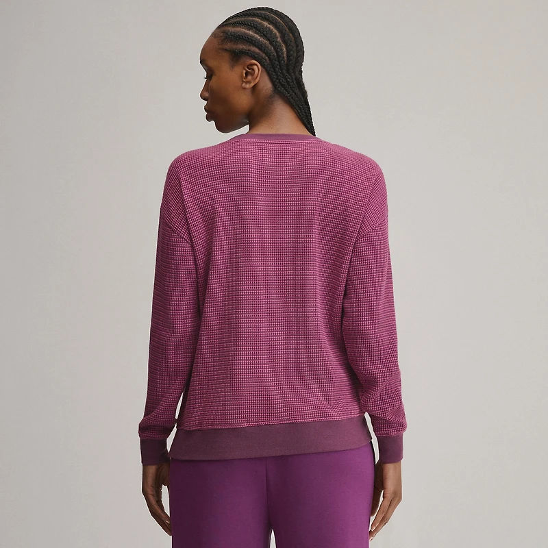 Women's Long-Sleeve V-Neck Boyfriend Thermal Crew - Striped
