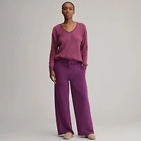 Women's Long-Sleeve V-Neck Boyfriend Thermal Crew - Striped