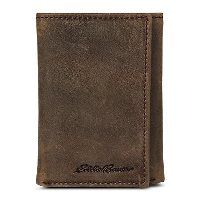 Leather Trifold Wallet With Embossed Sasquatch