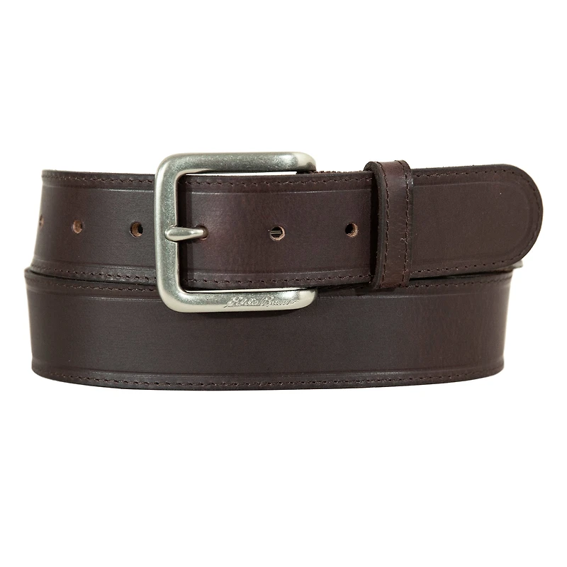 Rugged Leather Belt With Stretch Tab