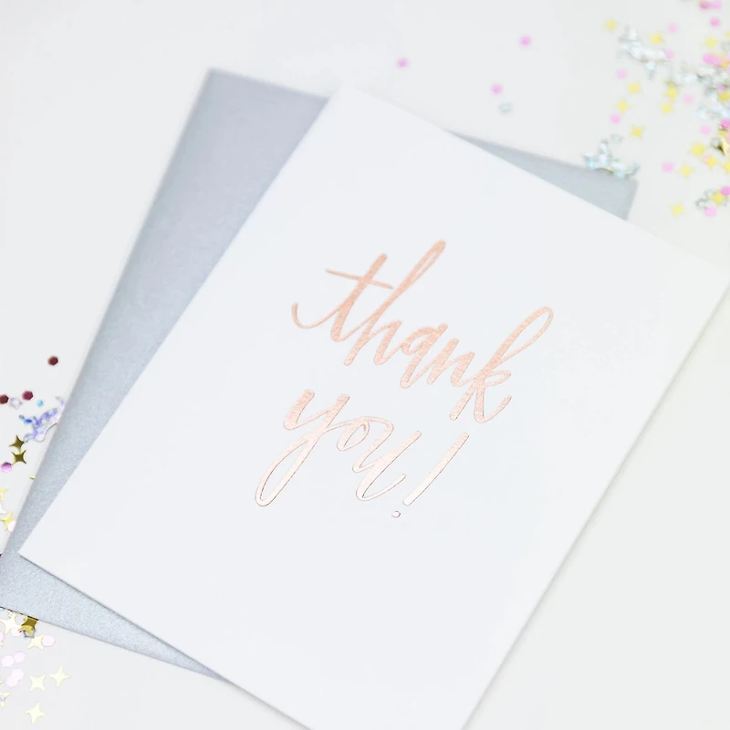 "Thank You" Rose Gold Letterpress Greeting Card