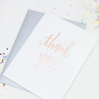 "Thank You" Rose Gold Letterpress Greeting Card