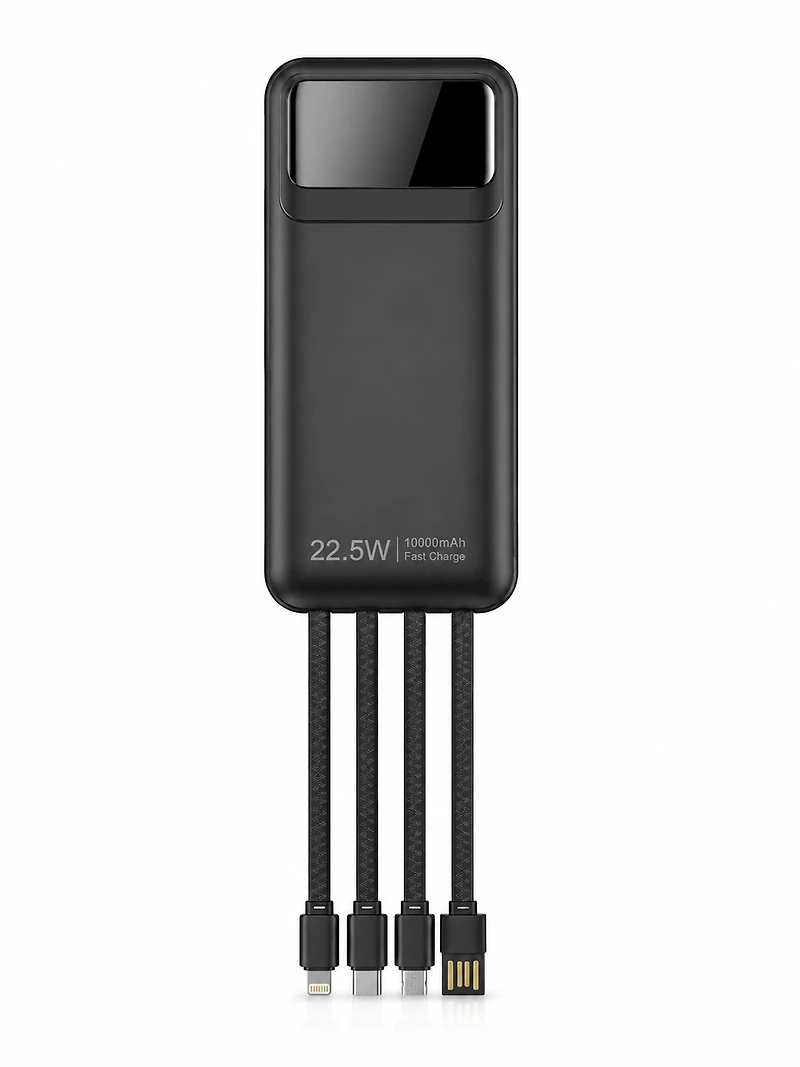 PDI Accessories 10000mAh 4-in-1 Power Bank with Built-In Cables