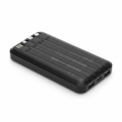 PDI Accessories 10000mAh 4-in-1 Power Bank with Built-In Cables