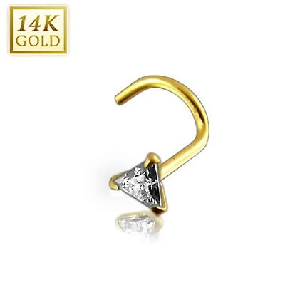 14K Gold Claw-Set Triangle Nose Screw 22g