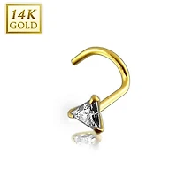 14K Gold Claw-Set Triangle Nose Screw 22g