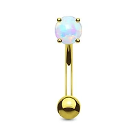 14K Gold Opal Curved Barbell 16g