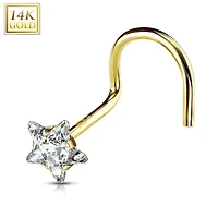 14K Gold Claw-Set Star Nose Screw 20g