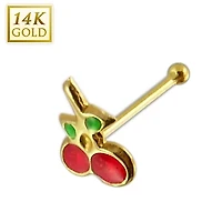 14K Gold Cherry Nose Bone 20g