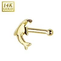 14K Gold Dolphin Nose Bone 20g