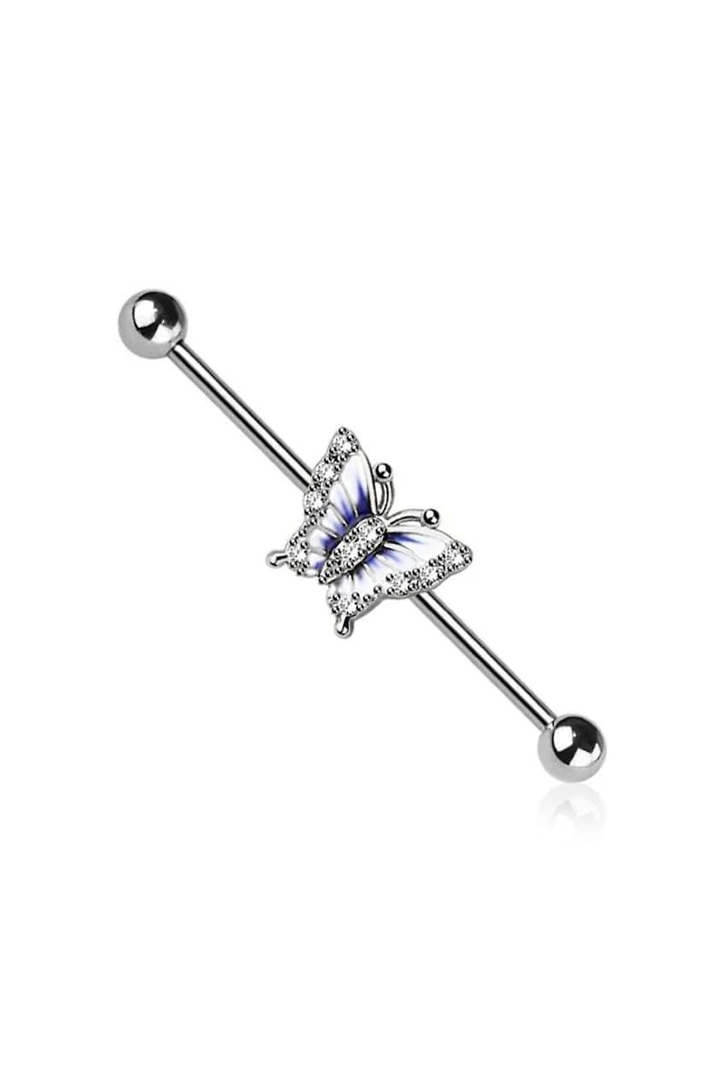 Butterfly Fancy Industrial Barbell 14G