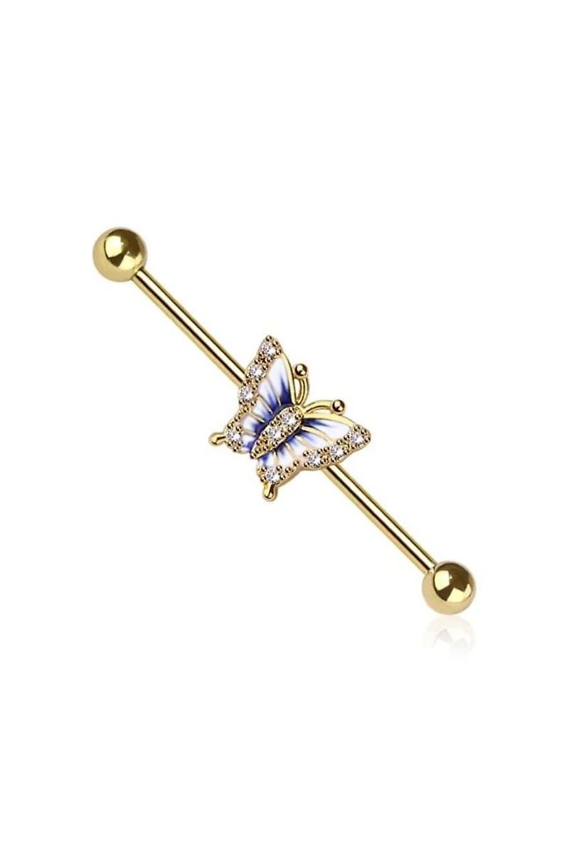 Butterfly Fancy Industrial Barbell 14G