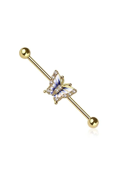 Butterfly Fancy Industrial Barbell 14G