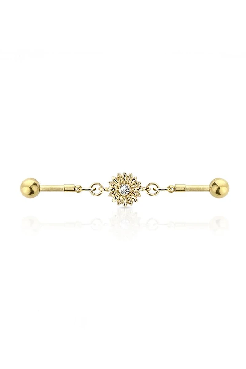 PREMIUM Blooming Flower Chain Industrial Barbell 14g