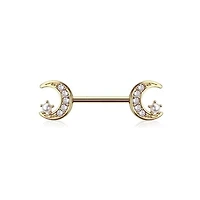 Crystal Moon Nipple Ring 14g