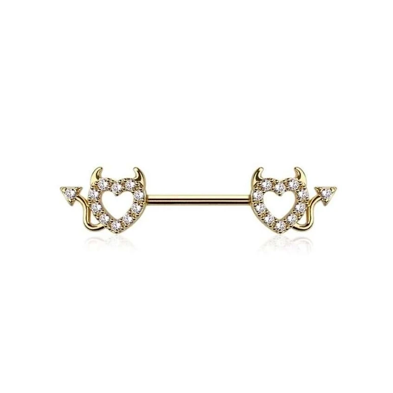 Devil Heart Nipple Ring 14g