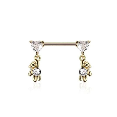 Bear Dangle Nipple Ring 14g