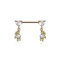 Bear Dangle Nipple Ring 14g