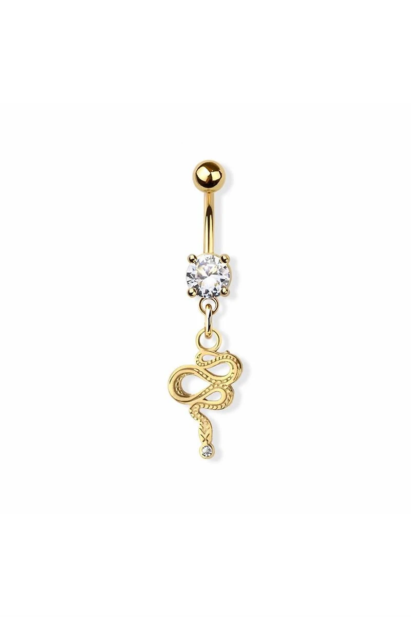 PREMIUM Claw-Set Crystal Snake Navel Dangle 14g