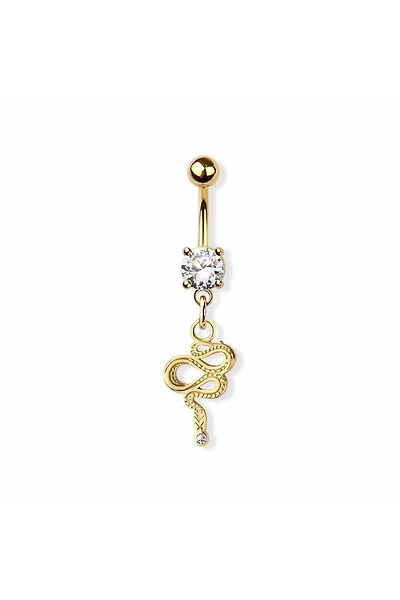 PREMIUM Claw-Set Crystal Snake Navel Dangle 14g
