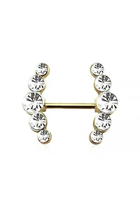 Bezel-Set Curved Crystal Nipple Barbell 14g