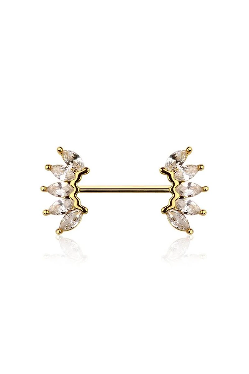 Crown Wave Nipple Barbell 14g