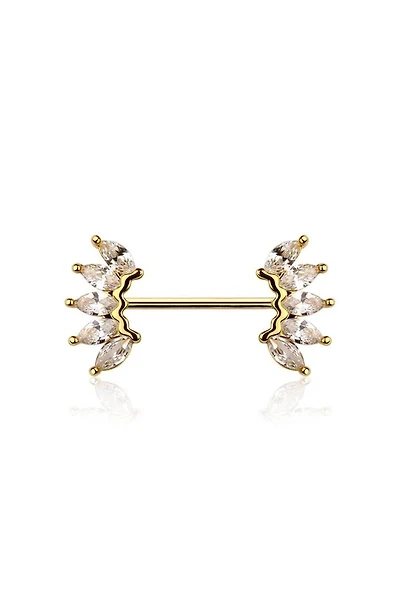 Crown Wave Nipple Barbell 14g