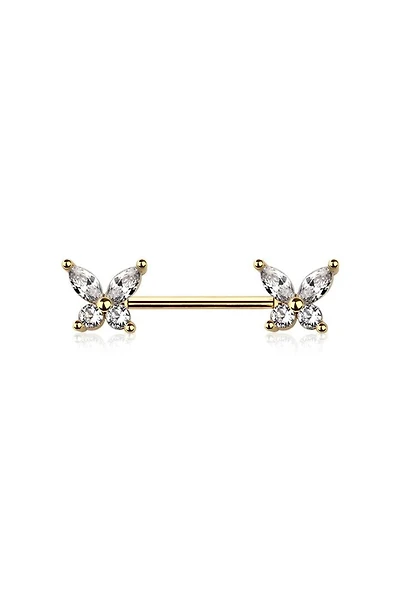 Pointed Wing Butterfly Nipple Barbell 14g