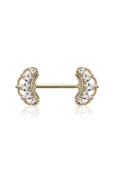 Luxury Royal Puff Crown Nipple Barbell 14g