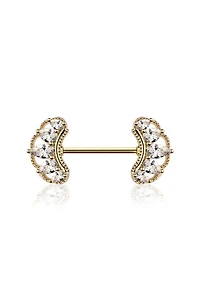 Luxury Royal Puff Crown Nipple Barbell 14g