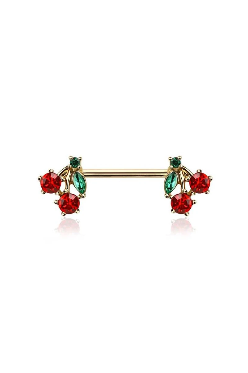 Crystal Cherry Bomb Nipple Barbell 14g