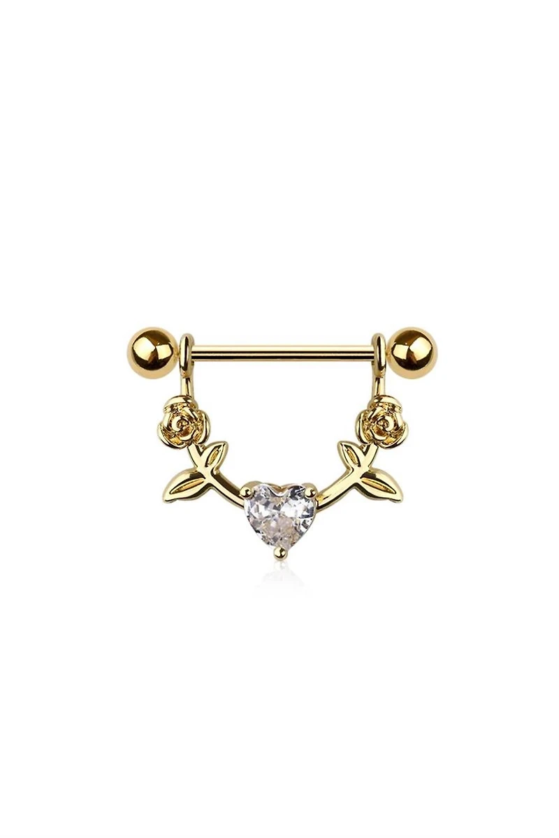 Hearts N' Roses Crystal Nipple Shield 14g