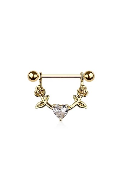 Hearts N' Roses Crystal Nipple Shield 14g