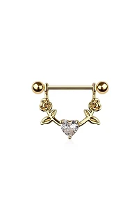 Hearts N' Roses Crystal Nipple Shield 14g