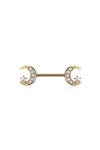Moon And Stars Nipple Barbell 14g