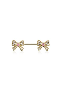 Little Bows Crystal Nipple Barbell 14g