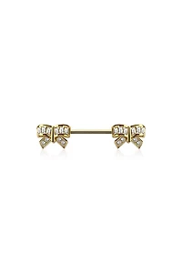 Crystal Channel-Set Bows Nipple Barbell 14g