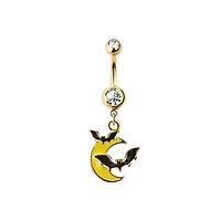 Bats and Crescent Moon Navel Dangle 14g