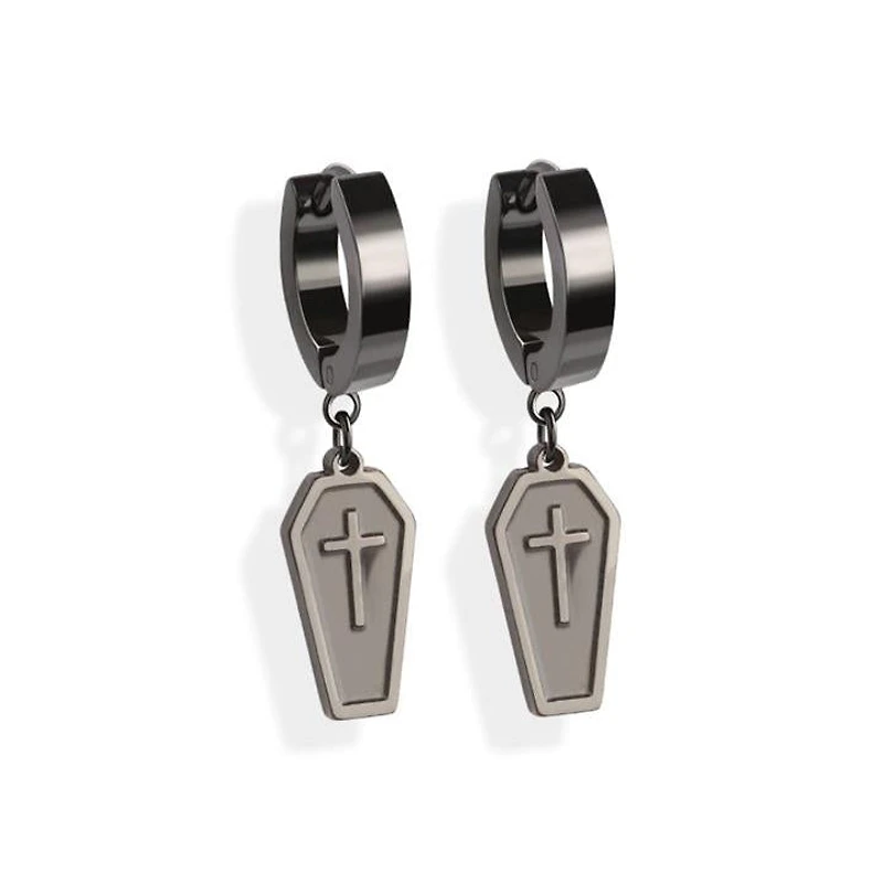 Gothic Coffin Dangle Cuff Earrings