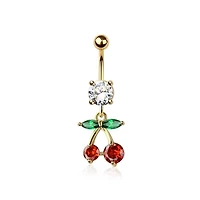 Sweet Cherry Crystal Navel Dangle 14g
