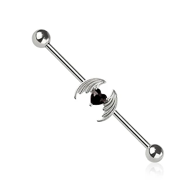 Heart Angel Wing Industrial Barbell 14g
